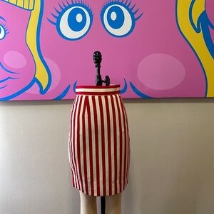 Moschino Cheap & Chic Red Ivory Striped Skirt